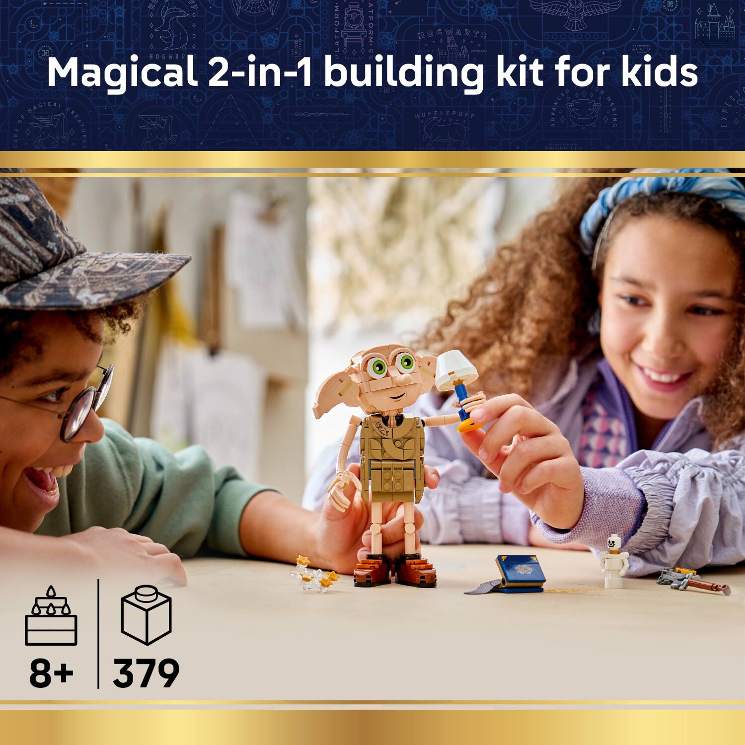 TM EVIN Magical 2-in-1 building kit for kids  
MAGICAL HUFFLEPUFF CREATURES  
8+  
379