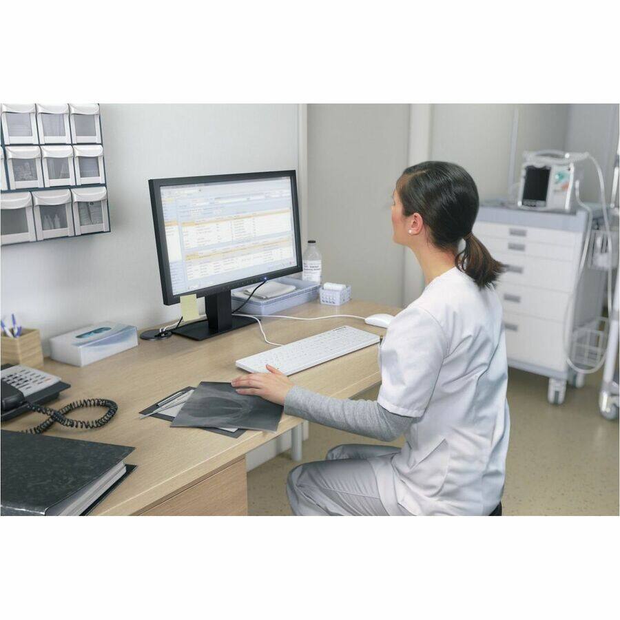 Alt View 3. CHERRY - CHERRY AK-C8112 Medical Keyboard - Permanent Cable, US Layout, (CF/WIN LEFT), White - White.