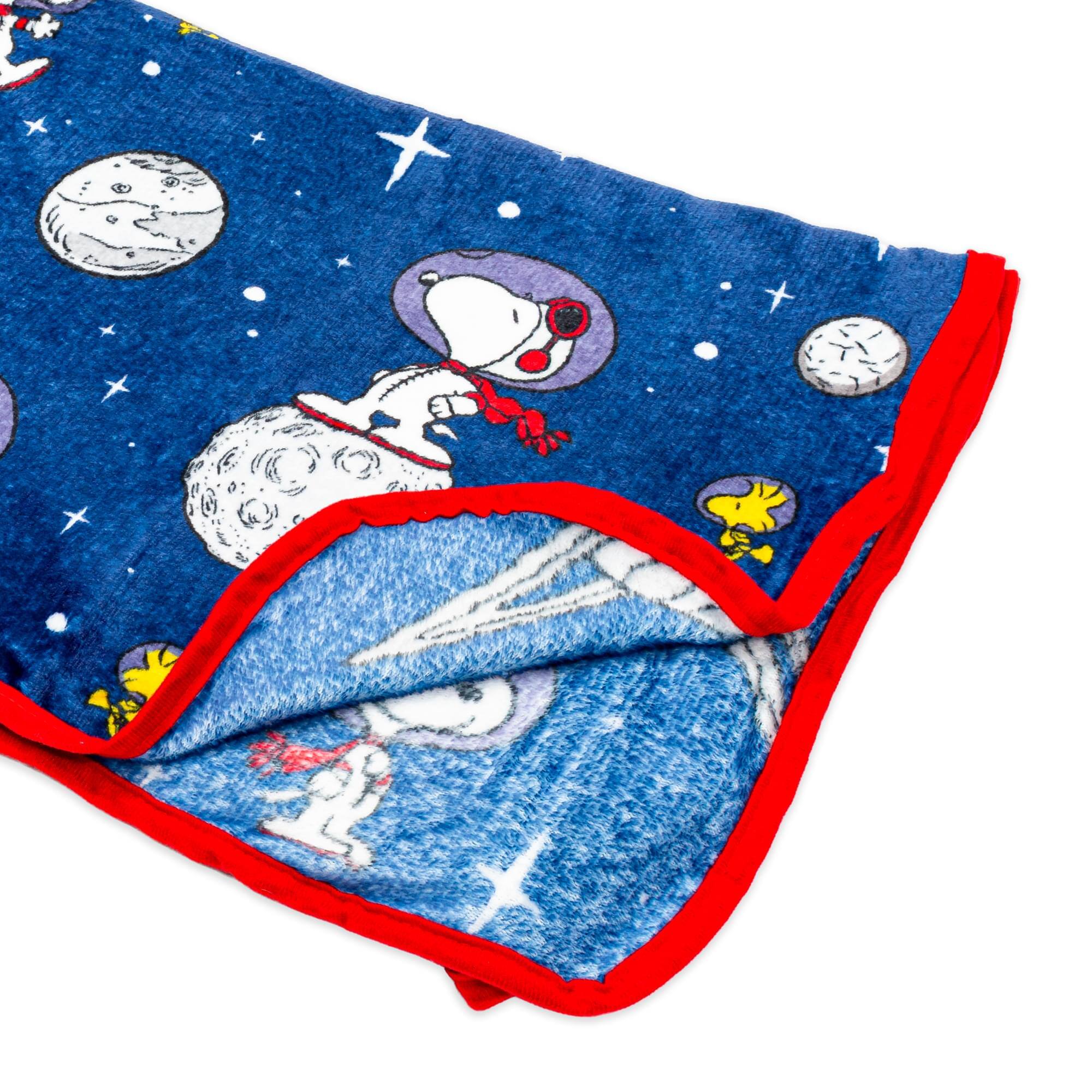 Alt View 10. Silver Buffalo - Peanuts Snoopy and Woodstock In Space Fleece Throw Blanket | 45 x 60 Inches - Blue.