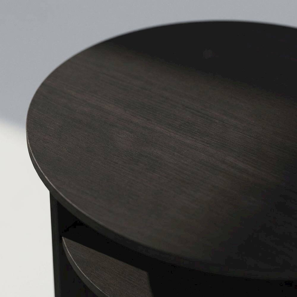 Alt View 2. FurniFact - Walnut Oval Nightstand with Wooden Finish and Compact Design - Walnut.