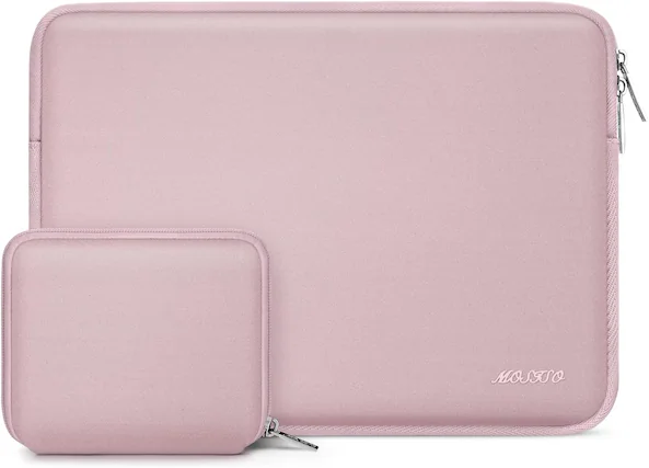 Front. mosiso - 13 inch Laptop Sleeve for MacBook Air Pro 13 M5 M4 M3 M2 M1 2026-2018 /Neo 13, Neoprene Computer Sleeve with Small Case - Pink.