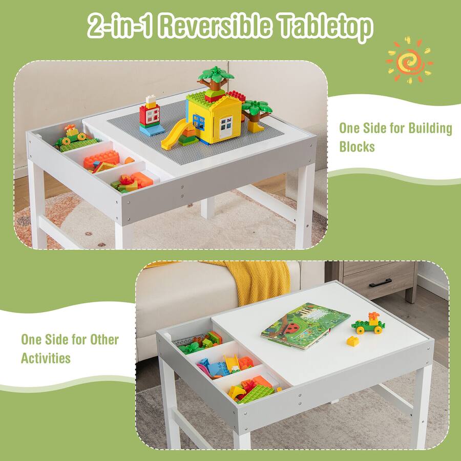 Hand Drawing Table Setting Gymax Kids Multi Activity Play Table 3 in 1 Wooden Building Block Desk ...