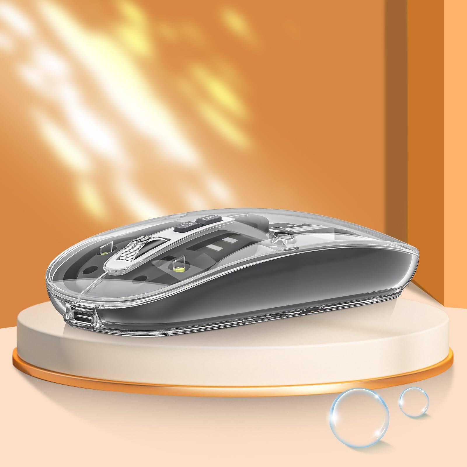 Alt View 5. Cedar Assembly - Wireless Mouse Tri mode Rechargeable Computer Full Transparent Silent With Receiver & Type Adapter For... - Green.