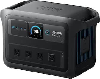 Sure, here is the corrected and grouped text from the image:
**Top Left:**
- ANKER SOLIX
**Top Right:**
- ANKER SOLIX
**Left Side:**
- USB Power
- C1: 12W
- C2: 18W
- C3: 10W
- C4: 10W
**Center:**
- 80% (battery level indicator)
**Right Side:**
- CAR SOCKET
- SurgePad
**Bottom Right:**
- Portable Power Station 102W