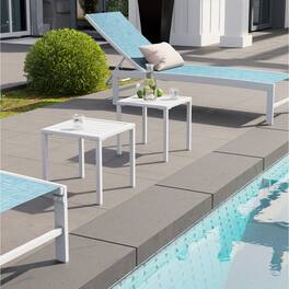 Crestlive Products - 2pc 16in Aluminum Patio Side Square Outdoor End Table - White