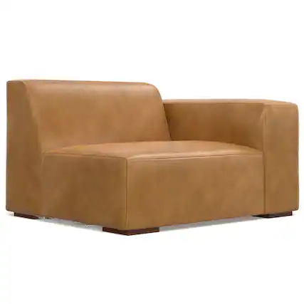 Front. Simpli Home - Rex Right-Arm Sofa Module in Genuine Leather - Sienna.