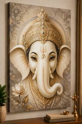 FC Design - Large Graceful Ganesha Motion Canvas Print 24x36" Mystical Hindu Fantasy Art Painting Home Wall Decor - MultiColor