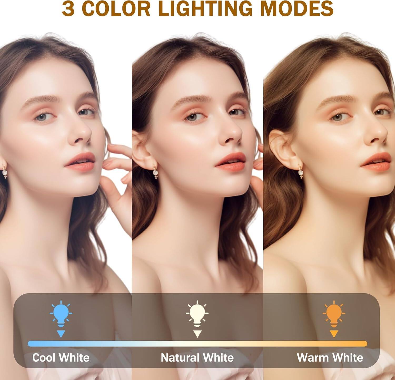 3 COLOR LIGHTING MODES

- Cool White
- Natural White
- Warm White