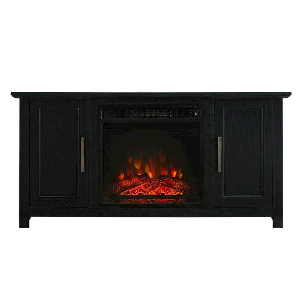 Alt View 3. FurniFact - Corner Fireplace TV Stand for 50+ Inch Screens with Storage Shelves - Brown.