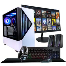 Periphio - Castle Gaming PC Full Battlestation Bndl-AMD Ryzen 5-Radeon Vega 7 iGPU-16GB RAM-1TB NVMe SSD-Win 11 Gming Kt - White