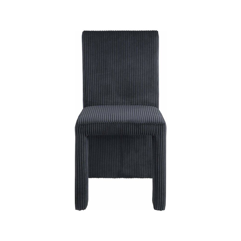 Alt View 1. Meridian Furniture - Benson Black Microsuede Corduroy Fabric Dining Chair, Set of 2 - Black.
