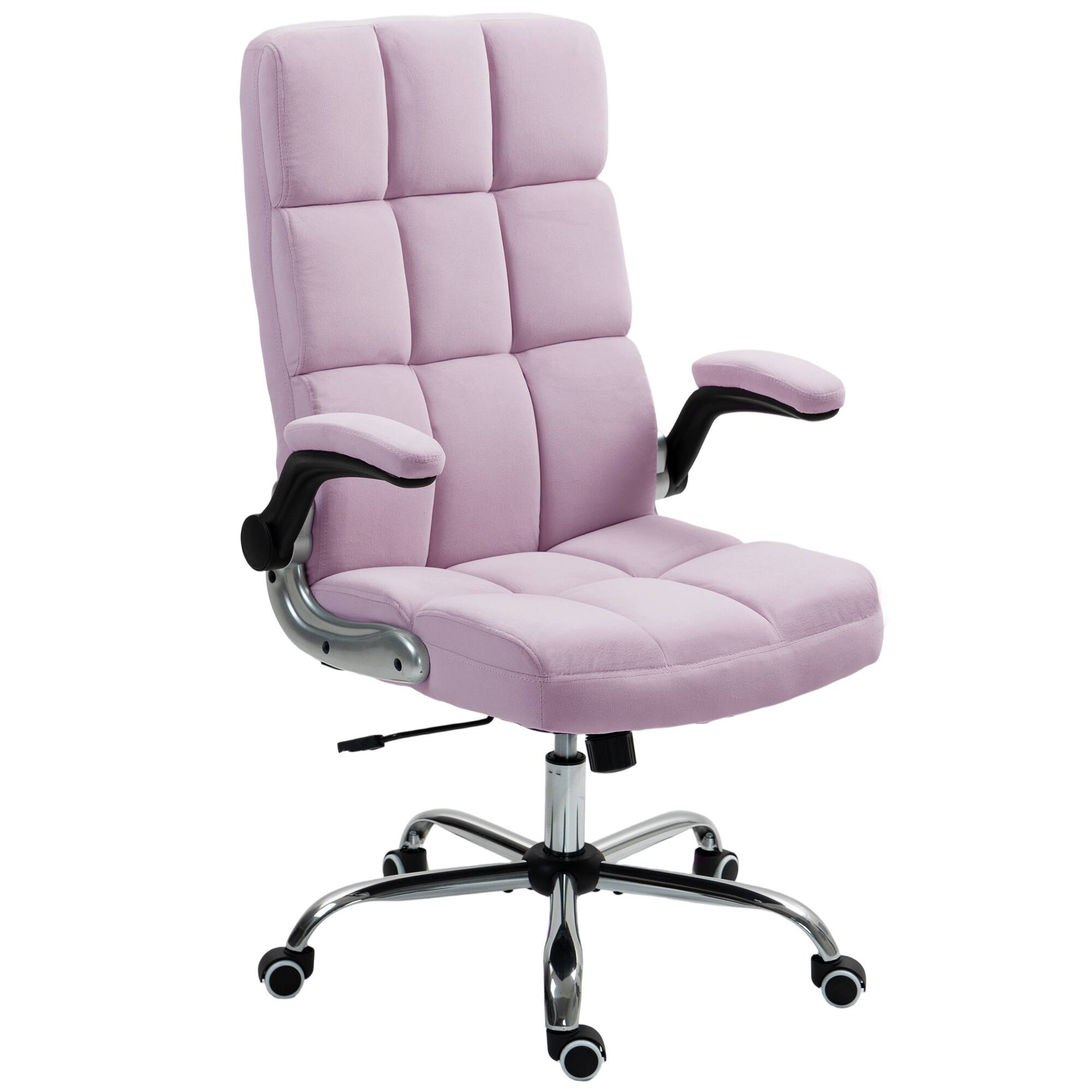 Alt View 4. U-HOMY - Velvet Executive Office Chair: Ergonomic Desk Chair with Adjustable Height & 360° Rotation - Pink 2.