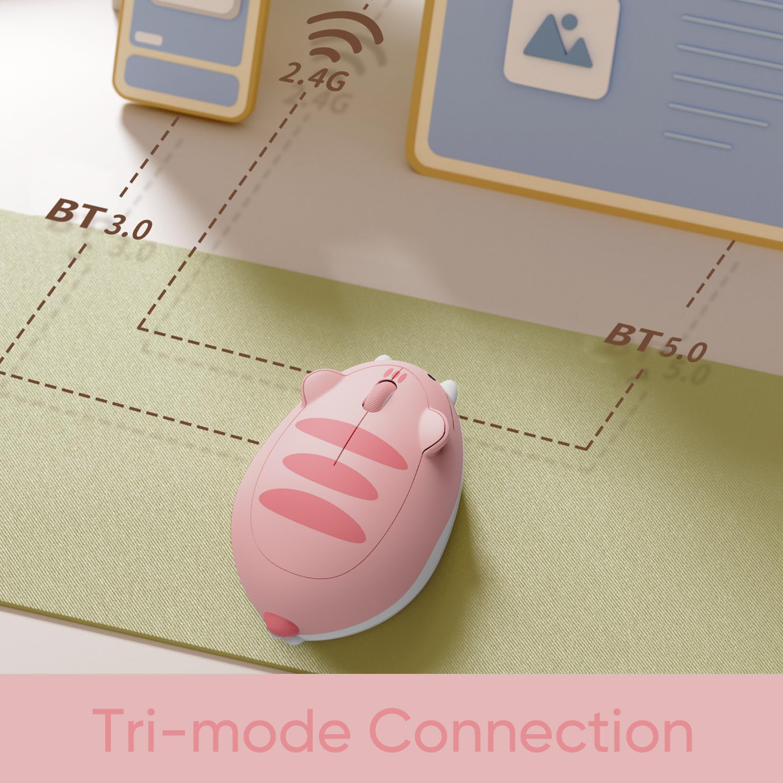 2.4G  
BT3.0  
BT5.0  
Tri-mode Connection