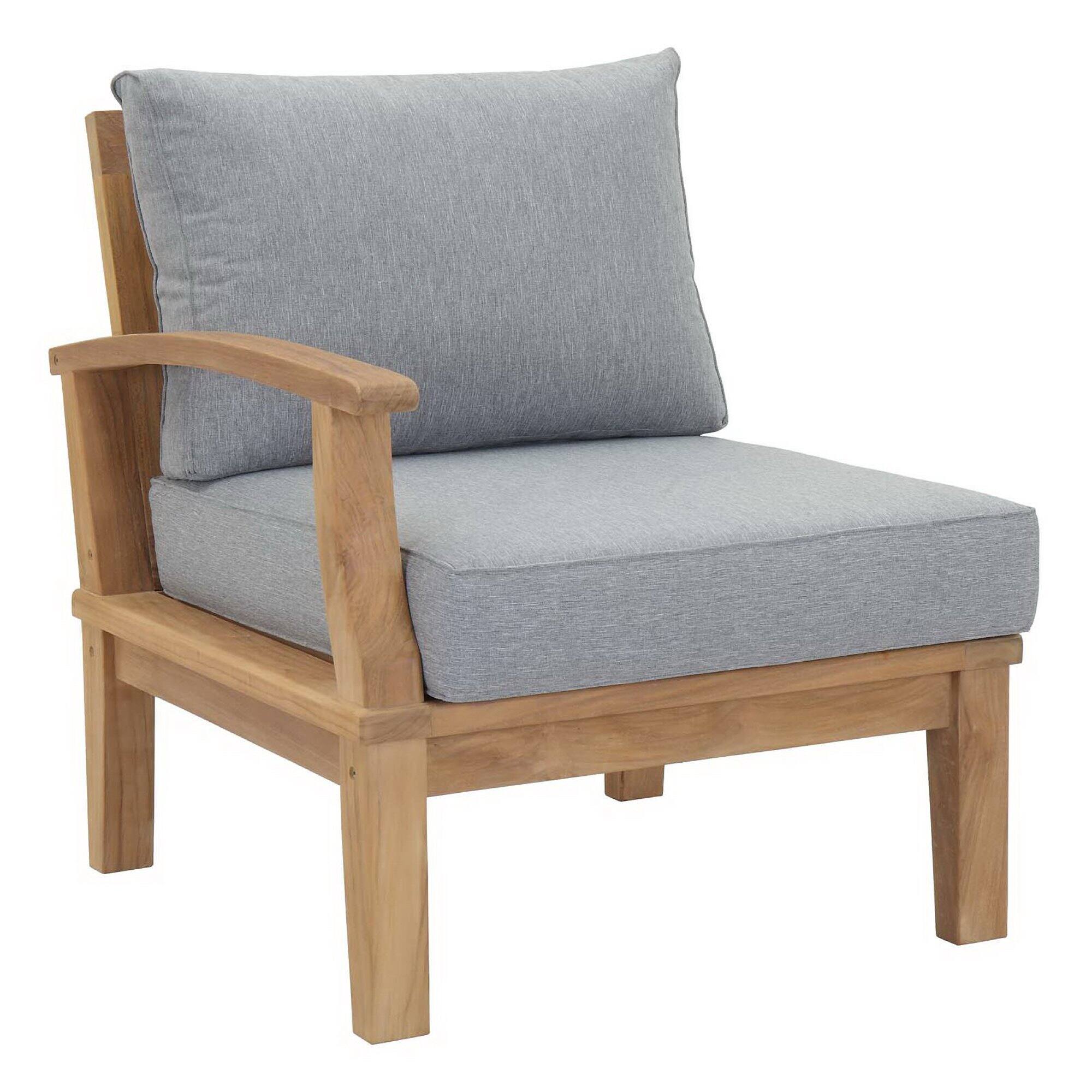 Angle. Modway - Marina Outdoor Patio Teak Left-Facing Sofa by Modway - Natural Gray.