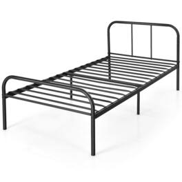 Costway - Twin Size Metal Bed Frame Heavy Duty Mattress Foundation Under Bed Storage - Black