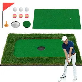 Costway - Rectangular Floating Golf for Pool Includes Golf Hitting Mat 6 Golf Balls - Green
