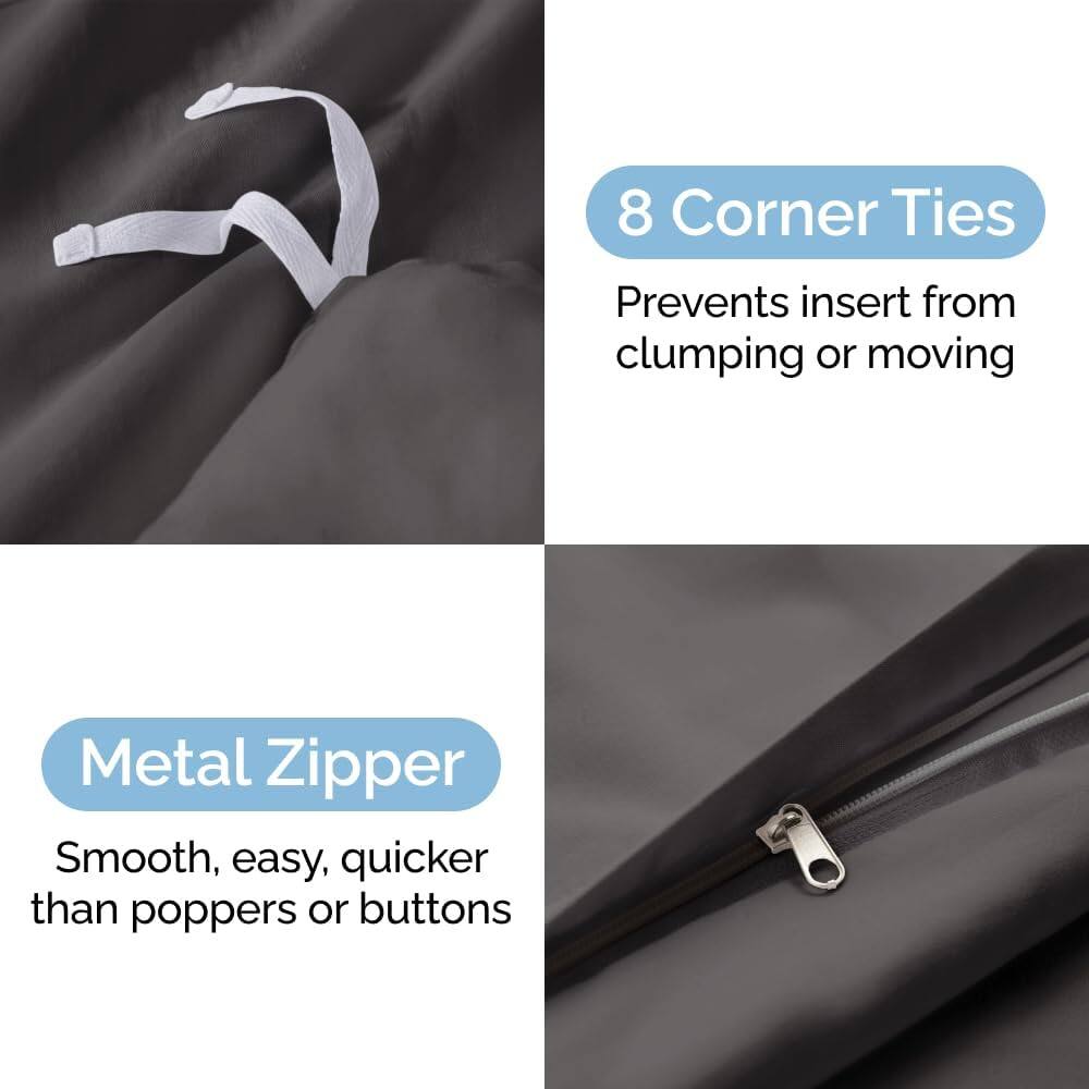 8 Corner Ties  
Prevents insert from clumping or moving  

Metal Zipper  
Smooth, easy, quicker than poppers or buttons