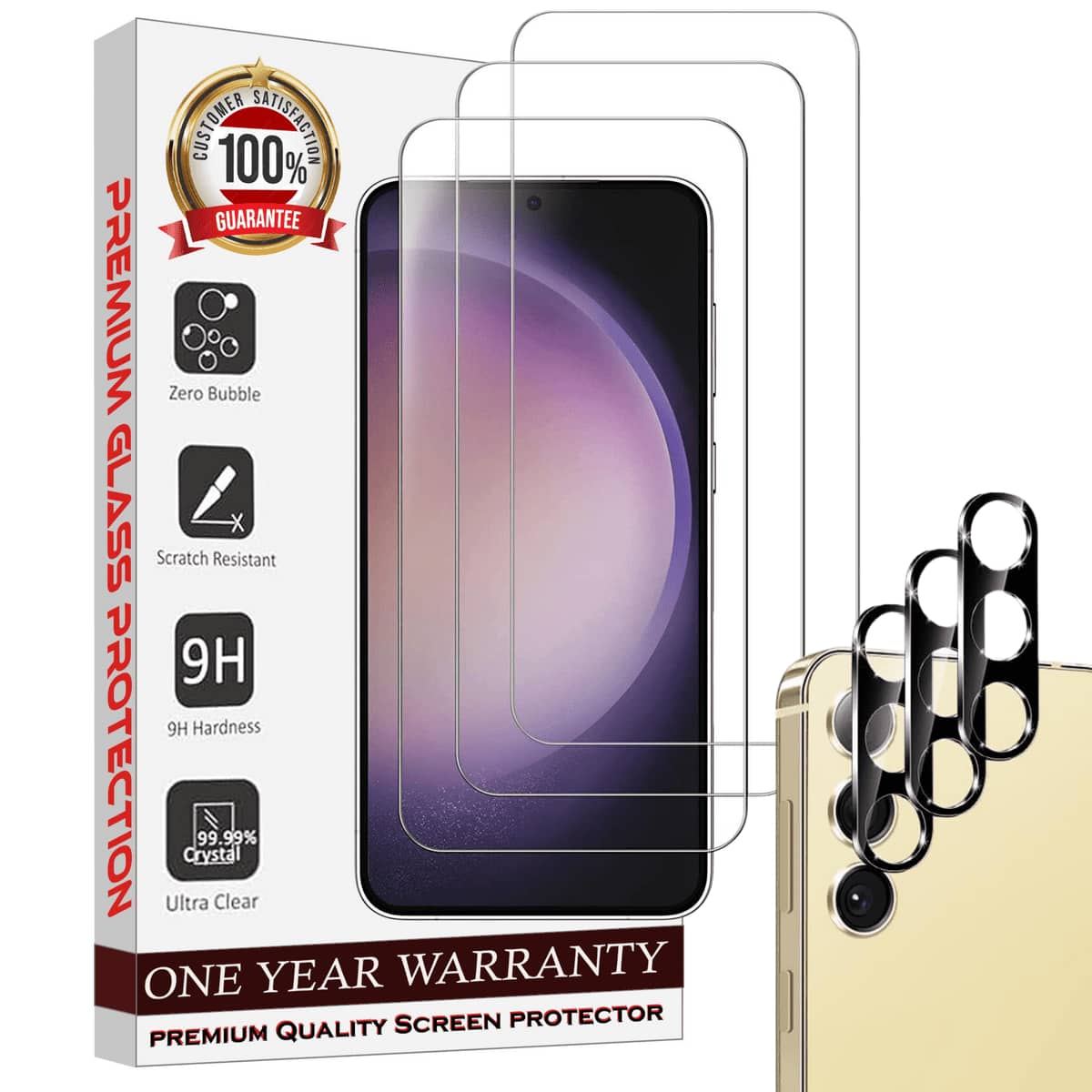 Entronix - Galaxy S22 Screen and Camera Lens Protector - 6-Piece Premium Protection Bundle - Transparent