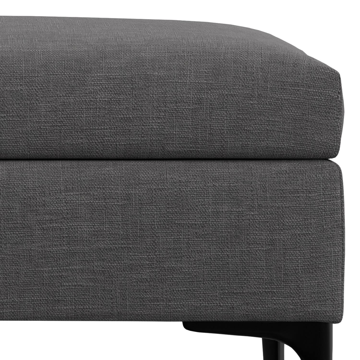 Alt View 6. Simpli Home - Rebecca 36 inch Wide Rectangular Coffee Table Storage Ottoman with Lift Up Lid in Slate Grey Polyester linen Look - Slate Grey.