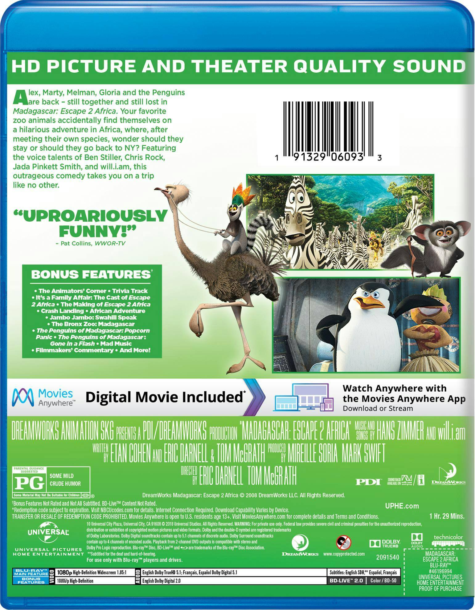Back. Madagascar: Escape 2 Africa (Digital) [Blu-ray].