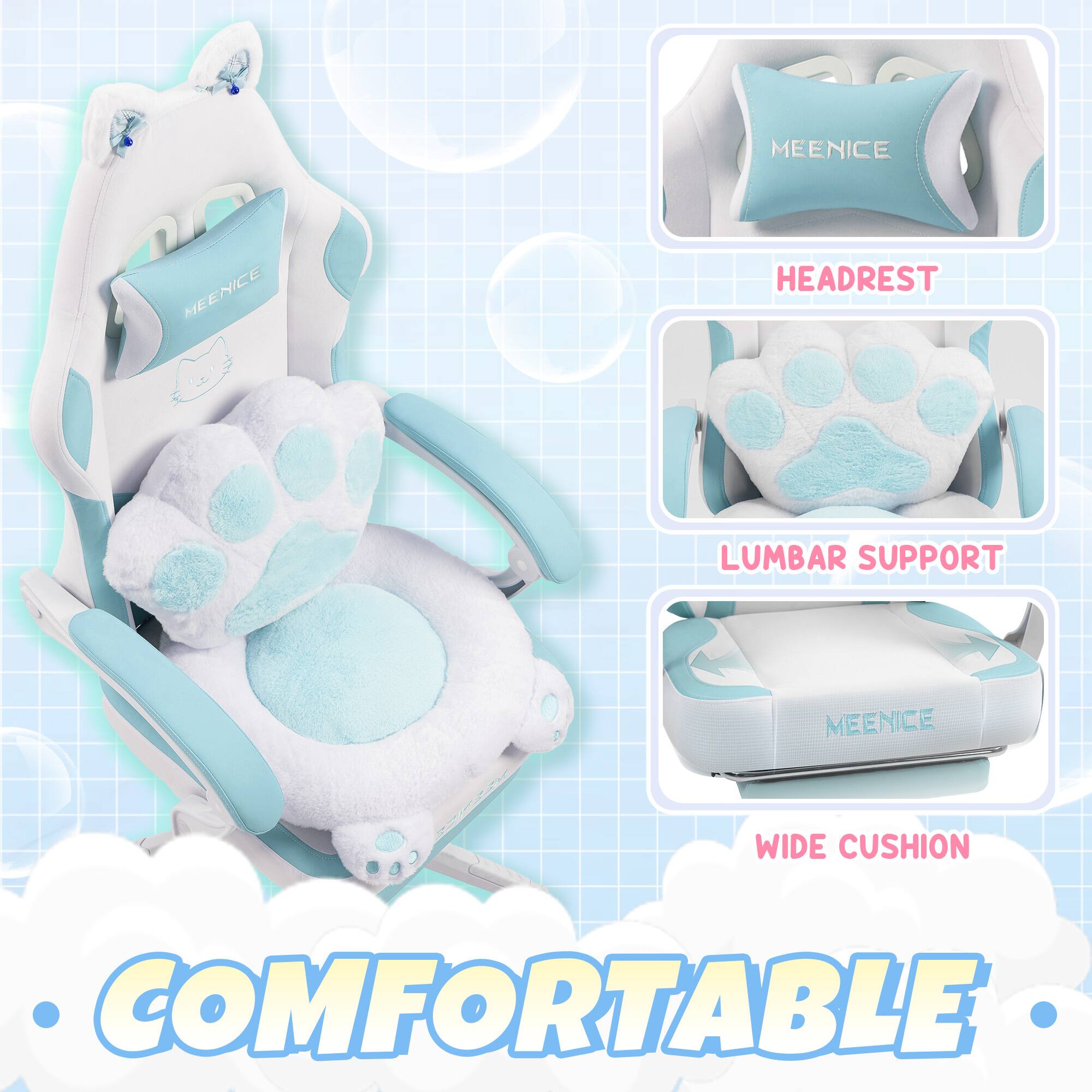 MEENICE HEADREST LUMBAR SUPPORT MEENICE WIDE CUSHION COMFORTABLE