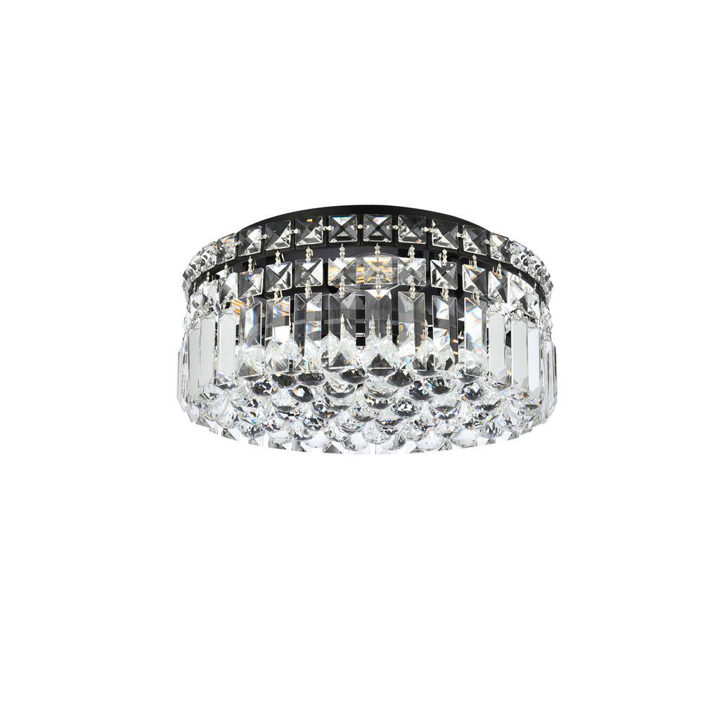 Back. Elegant Lighting - Maxime 12 inch black flush mount - Black And Clear.