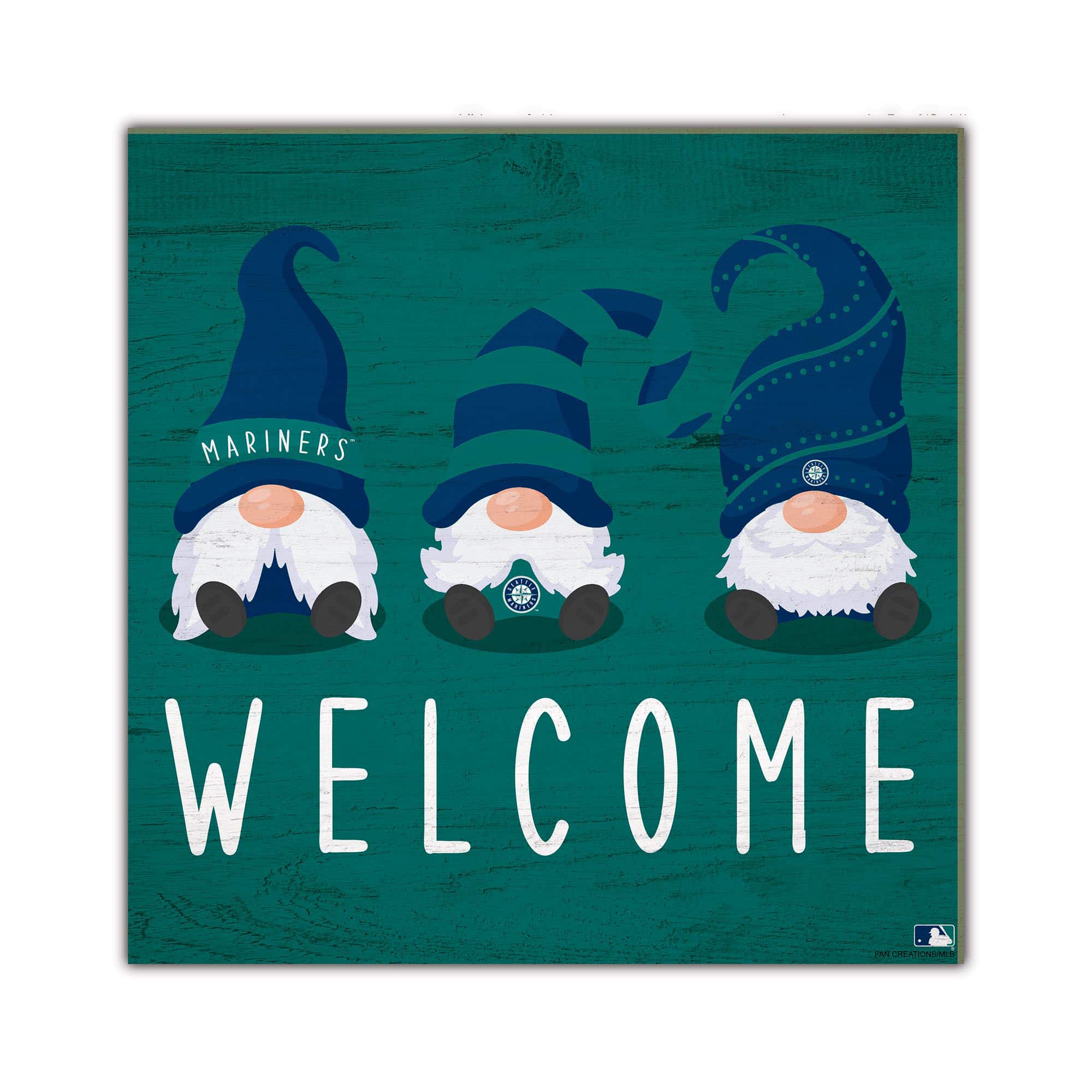 Fan Creations - Seattle Mariners 10'' x 10'' Welcome Gnomes Sign - Multicolor
