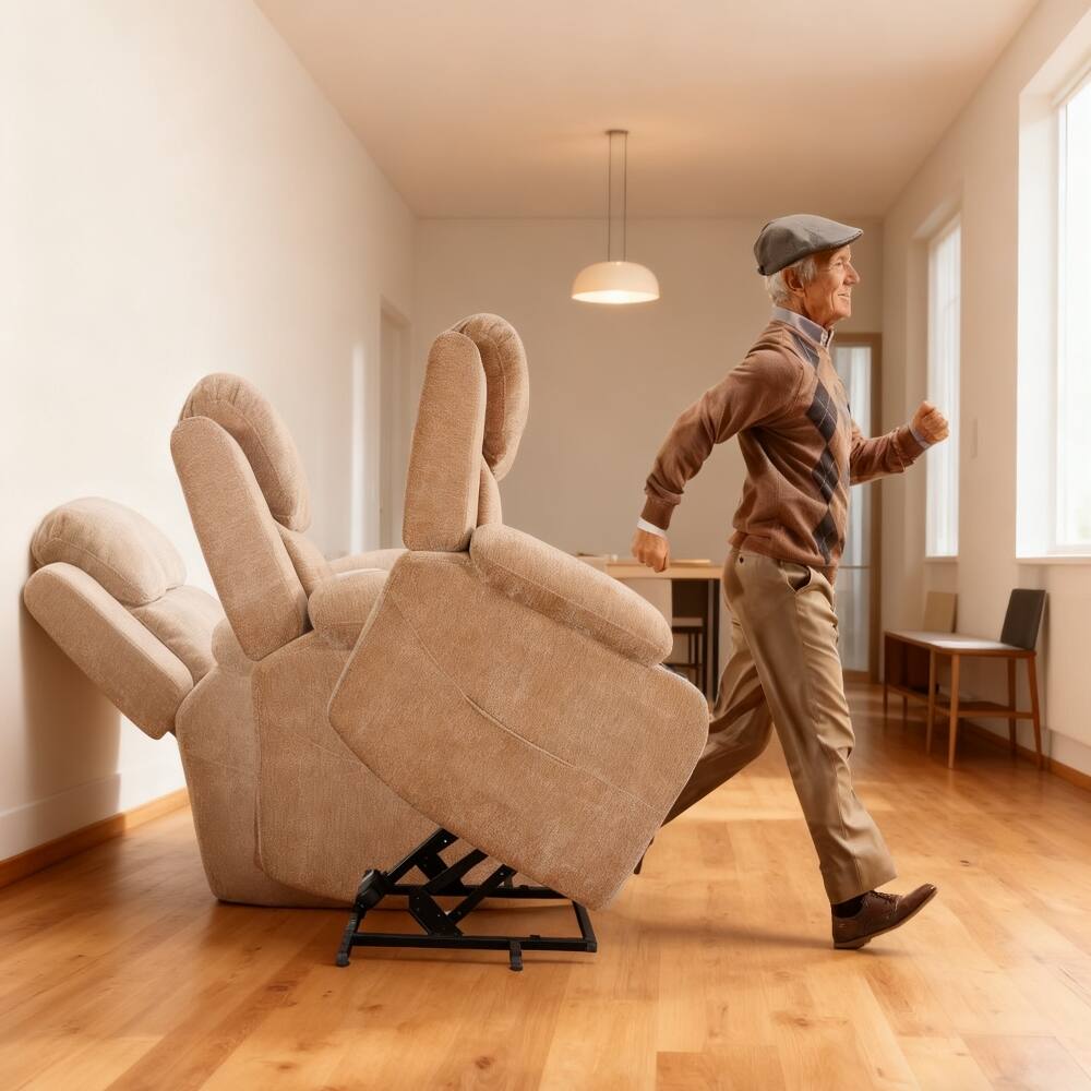 Alt View 1. Ropilly - Ropilly power lift recliner for seniors, heavy duty massage recliner with heat, brown - Brown.