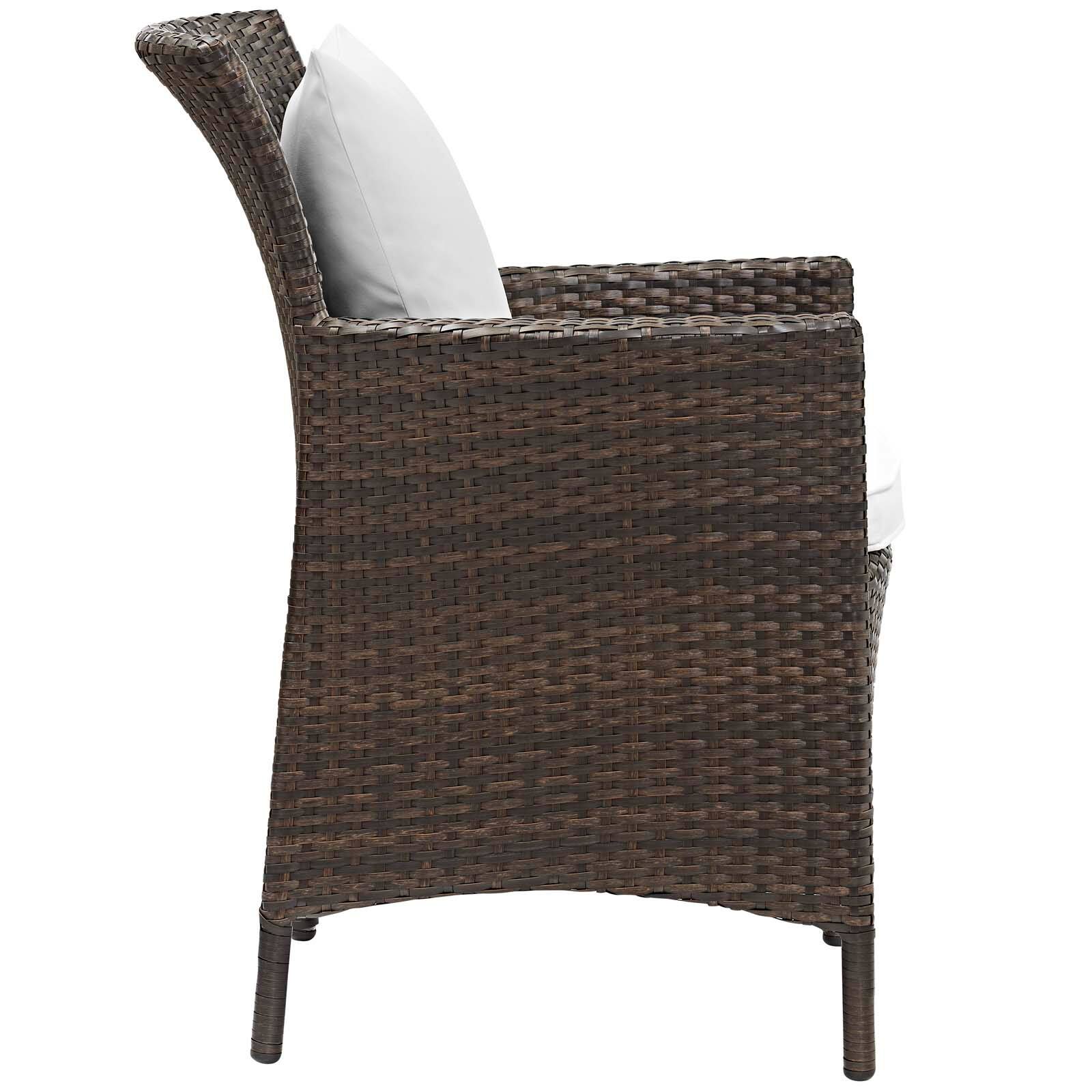Angle. Modway - Conduit Outdoor Wicker Rattan Dining Armchair by Modway - Brown White.