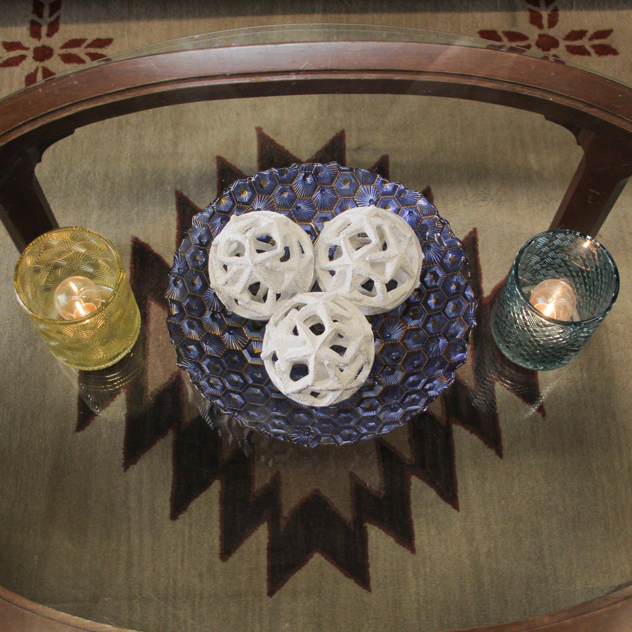 Alt View 5. Fancy That - Set of 3 Weathered White Starfish Orbs - Ideal for Beach décor or Centerpieces - White.