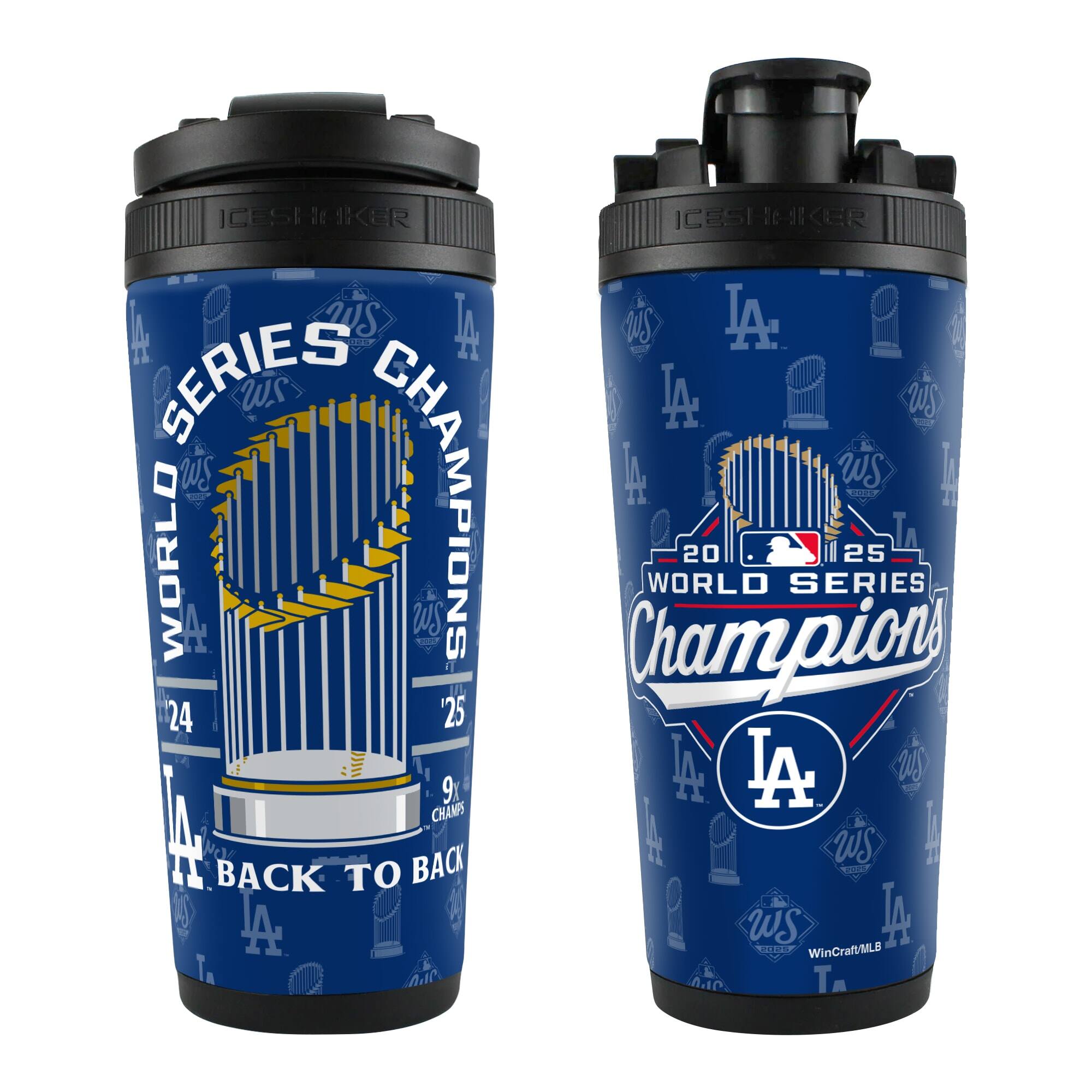 Alt View 2. WinCraft - Los Angeles Dodgers Back-To-Back World Series Champions 26oz. 4D Bottle - Multicolor.