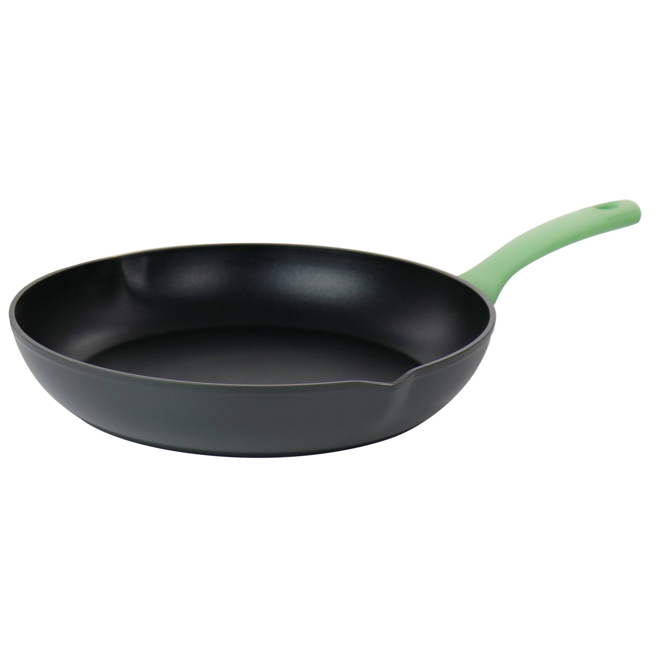 Front. Oster - Oster Rigby 9.5 Inch Aluminum Nonstick Frying Pan in Green with Pouring Spouts - Green.