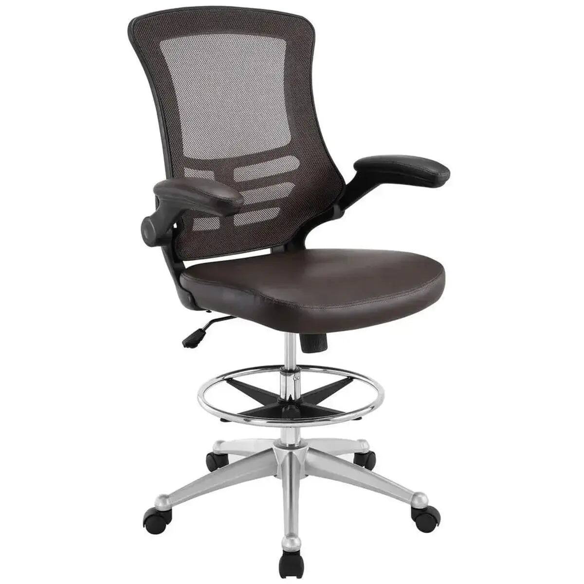 Alt View 3. Platinum-Level - Drafting Chair with Lumbar Support and Breathable Mesh Back - Black.