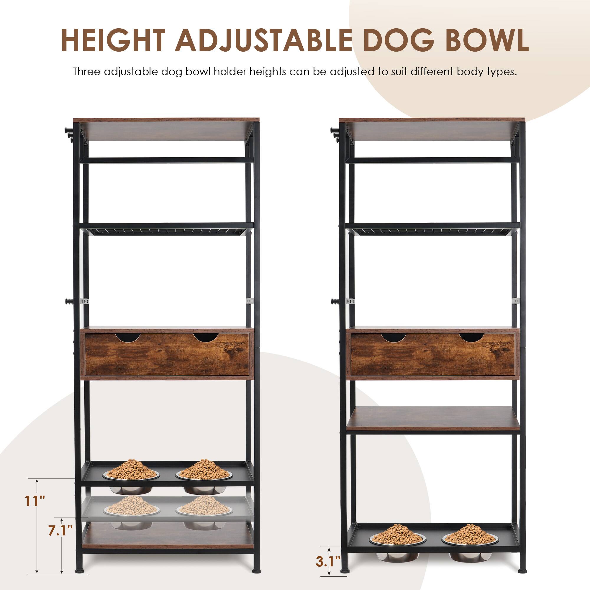 HEIGHT ADJUSTABLE DOG BOWL

Three adjustable dog bowl holder heights can be adjusted to suit different body types.

11"  
7.1"  
3.1"