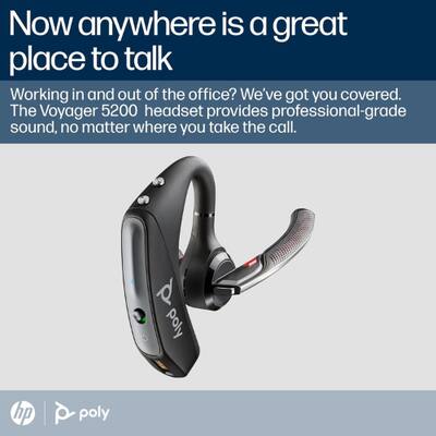 Poly Plantronics Voyager 5200 Wireless Bluetooth Headset 203500-01 Poly Plantronics Voyager 5200 Wireless Bluetooth Headset 203500-01