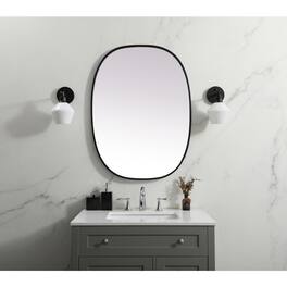 Elegant Decor - Metal Frame Oval Mirror 27x36 Inch - Black