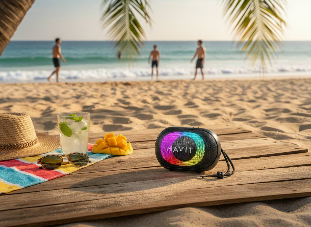 Angle. 3P Experts - Havit -Colorful RGB Wireless Waterproof Speaker.