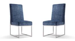 Manhattan Comfort - Element Modern Metal Velvet Dining Chair - Set of 2 - Blue