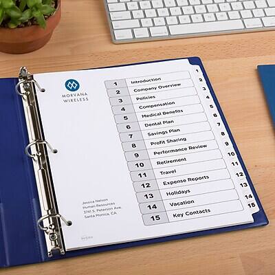 1. Introduction
2. Company Overview
3. Policies
4. Compensation
5. Medical Benefits
6. Dental Plan
7. Savings Plan
8. Profit Sharing
9. Performance Review
10. Retirement
11. Travel
12. Expense Reports
13. Holidays
14. Vacation
15. Key Contacts

Nelson Vacation Ave
1741 S Peterson
Monica, CA

Jane Smith
HR Manager
3rd Floor, Peterson Ave
Santa Monica, CA
