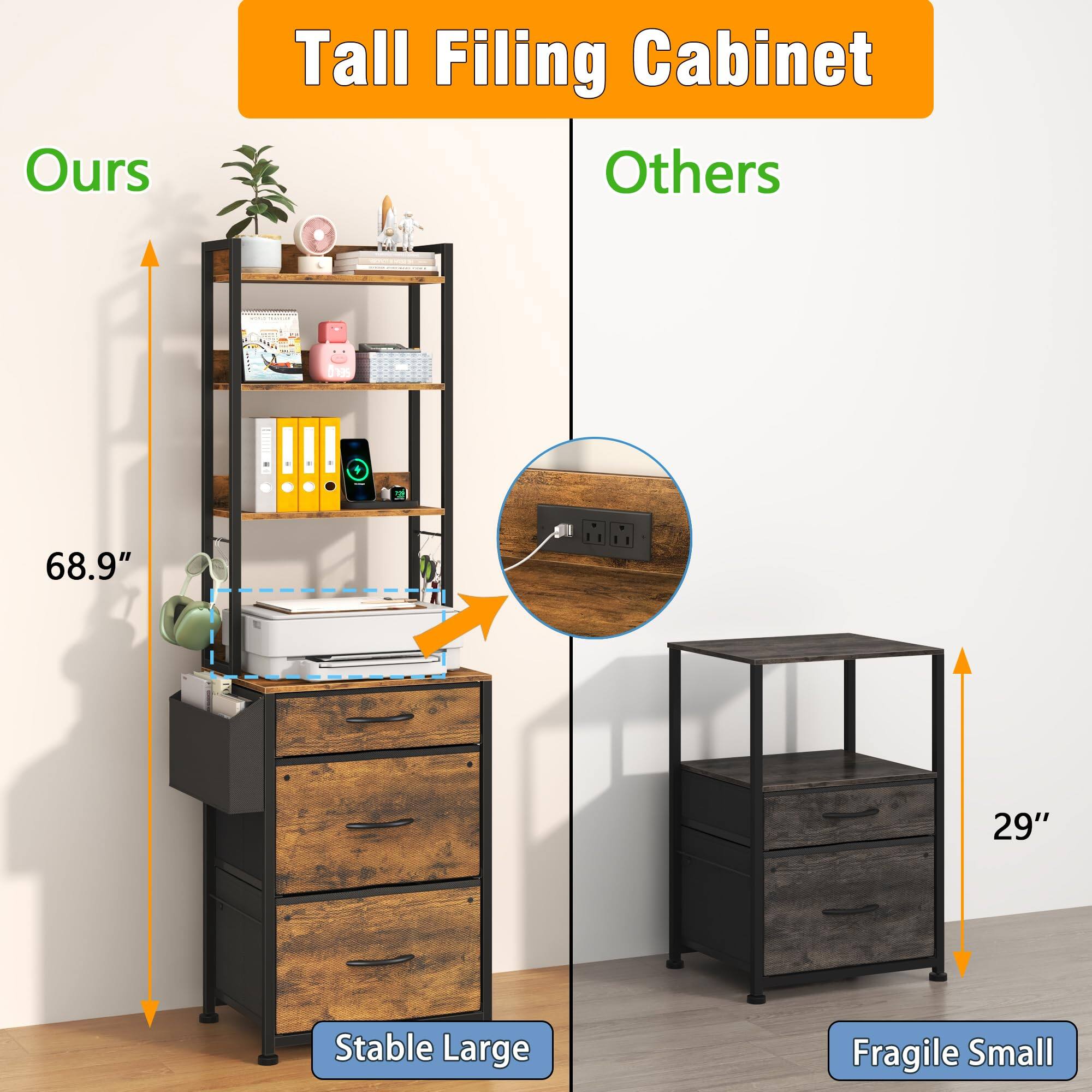 Tall Filing Cabinet

Ours
68.9"
Stable Large

Others
29"
Fragile Small
