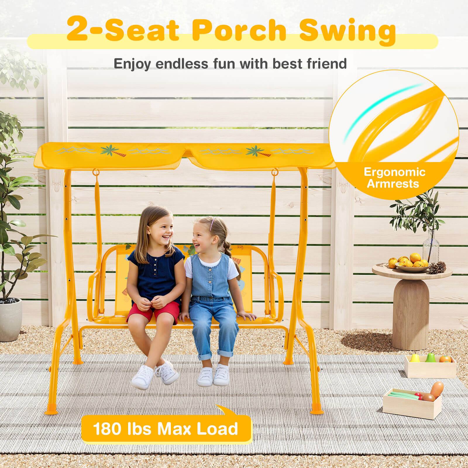 2-Seat Porch Swing

Enjoy endless fun with best friend

Ergonomic Armrests

180 lbs Max Load