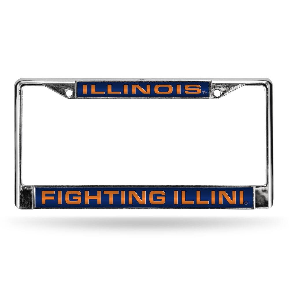 Illinois Fighting Illini Chrome Metal Laser Cut License Plate Frame