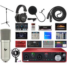 Focusrite - Scarlett 4i4 4th-Gen USB-C Audio Interface Studio Bundle – Mic, Headphones, Software & More - Multicolor