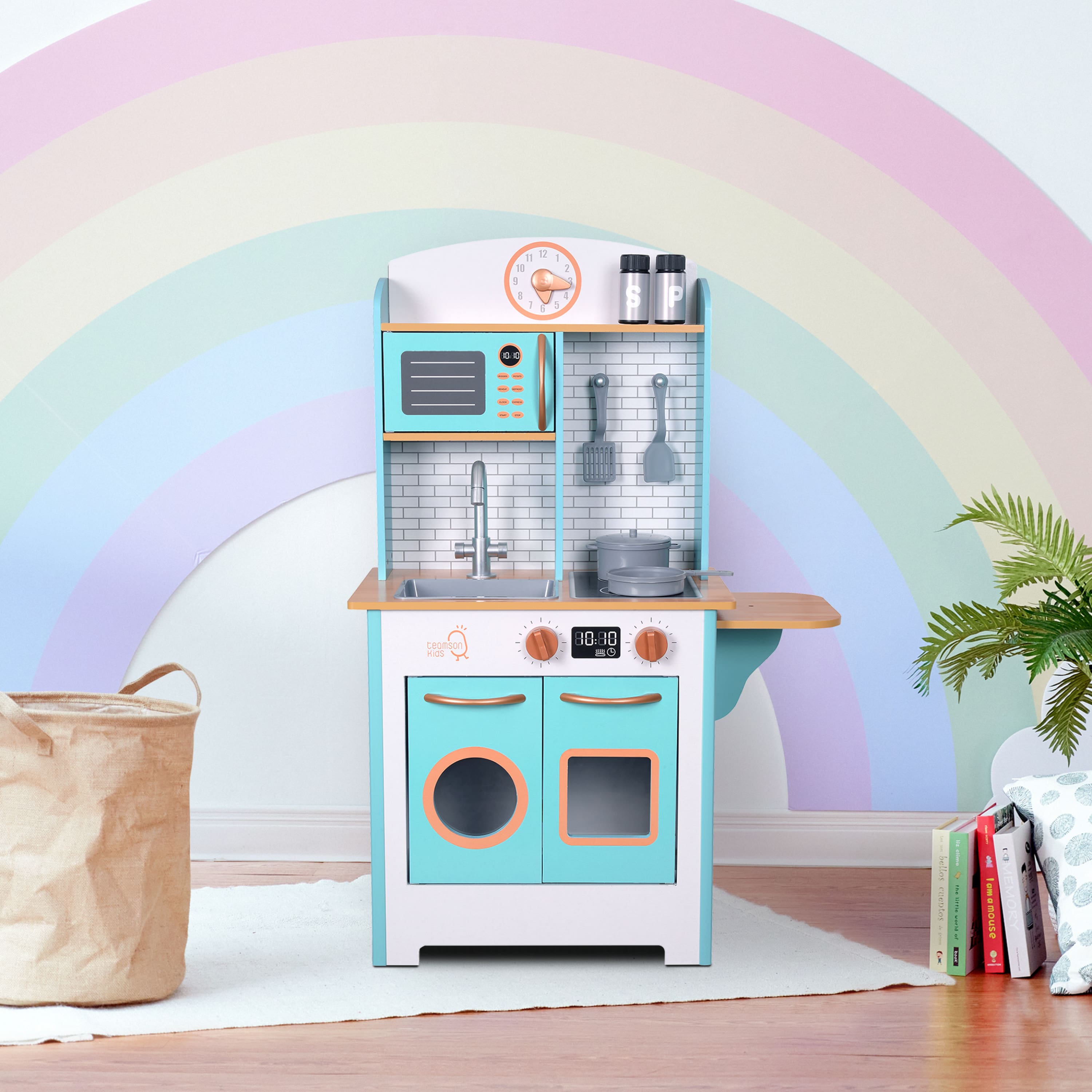 Teamson Kids - Little Chef Santos Retro Kitchen Playset, Aqua/White