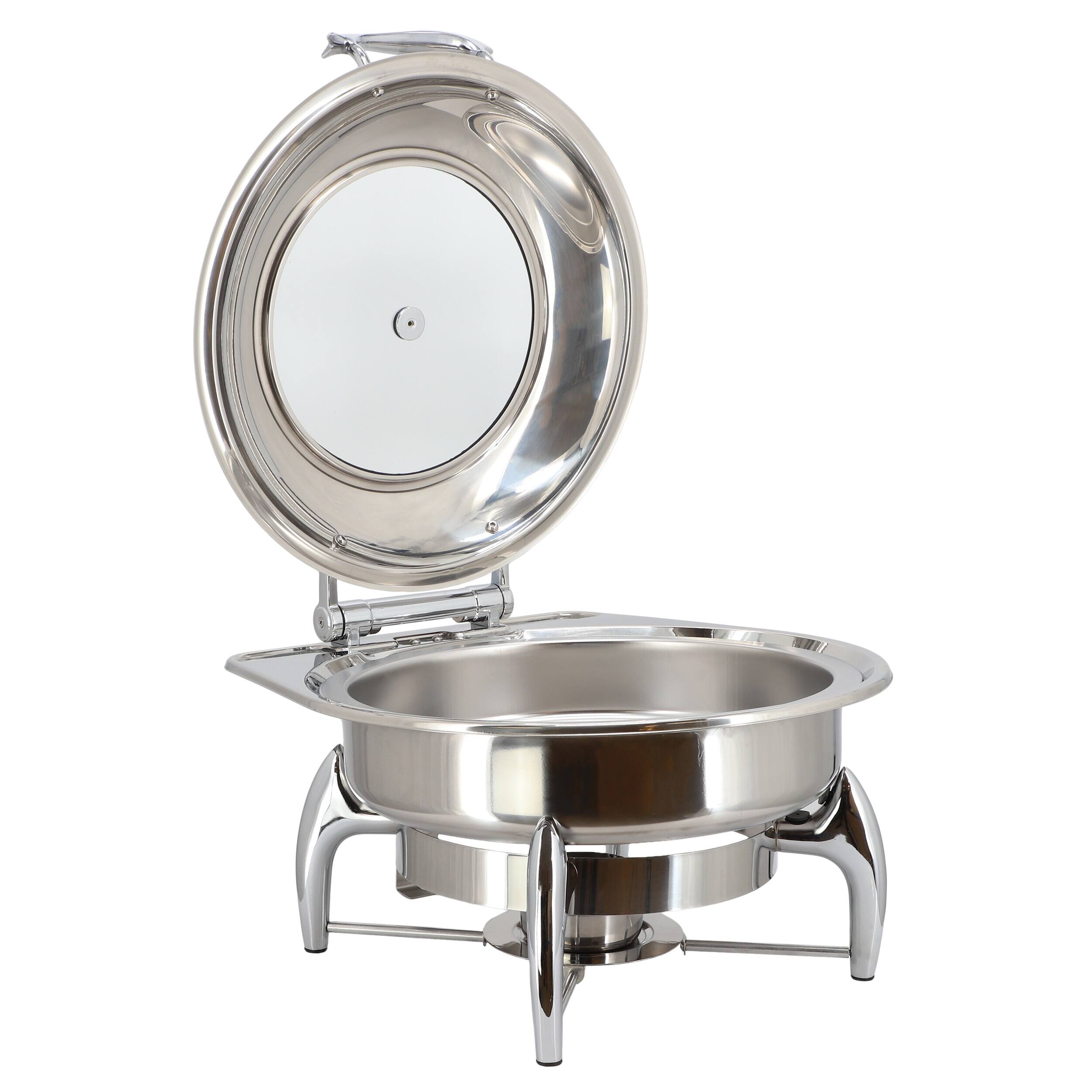 Alt View 4. MegaChef - MegaChef 6.3 Quart Stainless Steel Round Professional Chafing Dish/Food Warmer/Buffet Server Serving Dish - Silver.