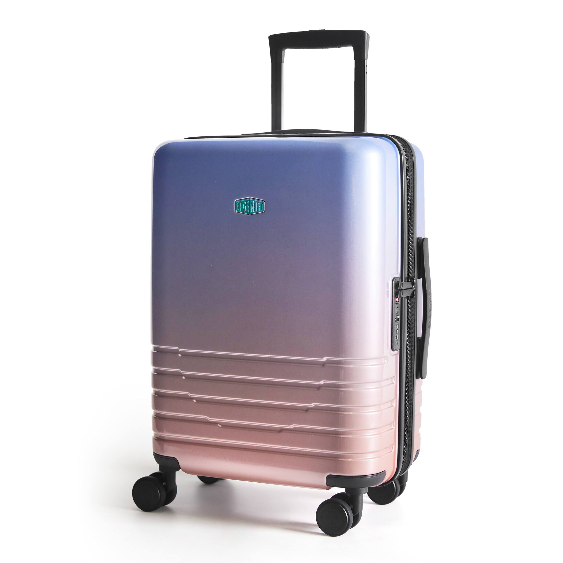 Left. Bagsmart - Getaway 20" Carry-On Luggage, Expandable Hardside Suitcase with 15.6 Inch Laptop Compartment & Spinner Wheels - Pink&Blue.