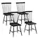 Front. Costway - Costway Dining Chair Set of 4 Kitchen Side Chairs with Spacious Seat Rubber Wood Frame for Dining Room - Black.