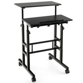 Kadyn - Height Adjustable Mobile Standing Desk with Rolling Wheels for Office and Home - Black