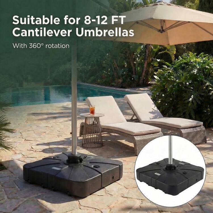 Suitable for 8-12 FT Cantilever Umbrellas  
With 360° rotation
