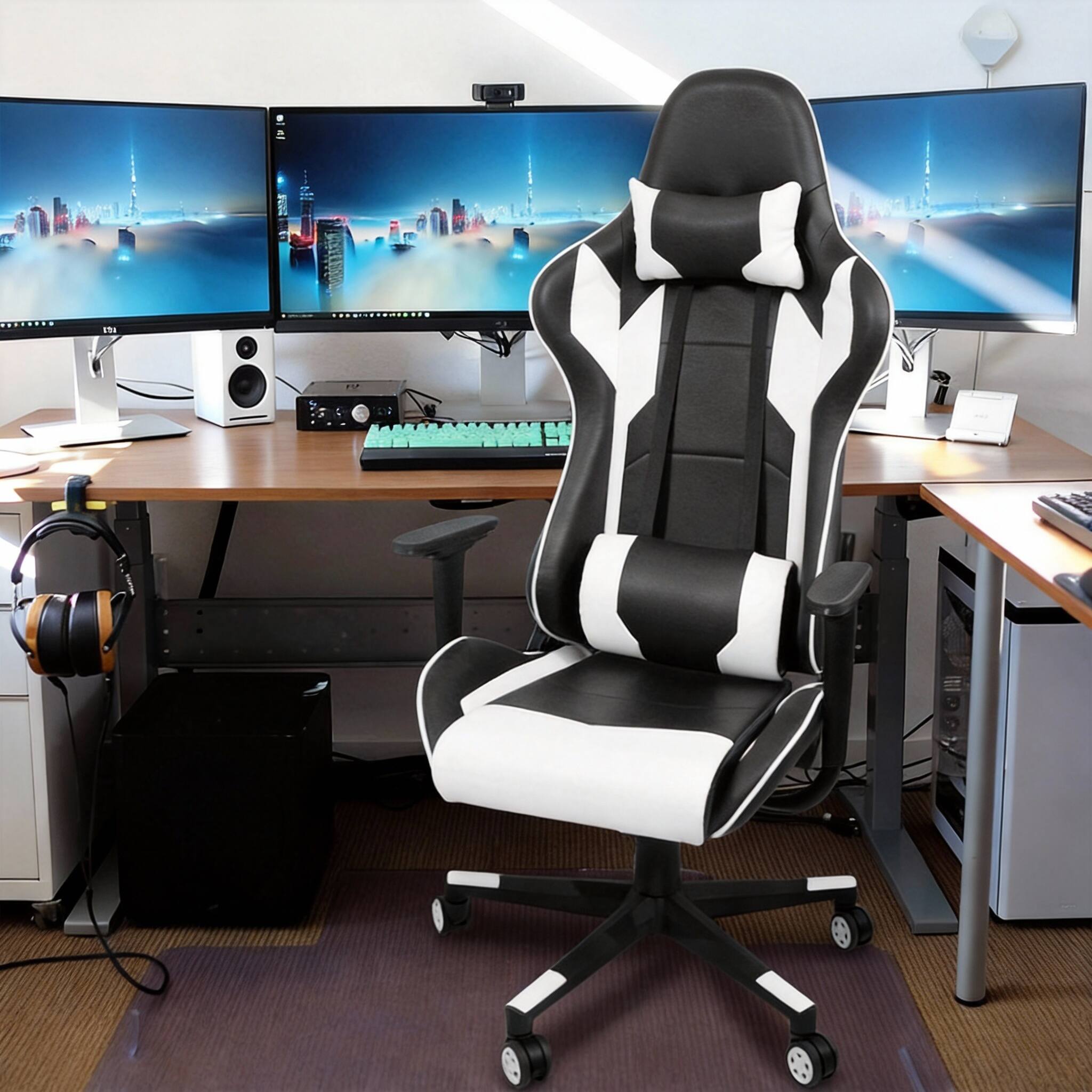 Alt View 1. Frangdom - Gaming Chair High Back Ergonomic Swivel Headrest Lumbar - violet 300lbs 360°swivel 17.3-21.5"height.